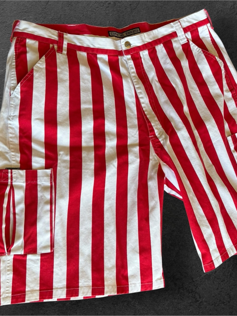 Game bibs red and white size 42  10 inch inseam
